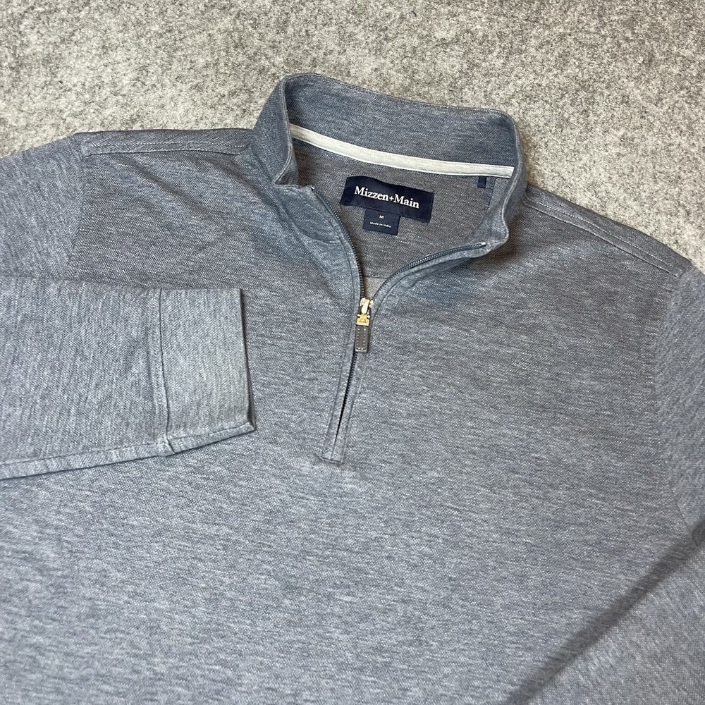 Mizzen+Main Crandall 1/4 Zip Men's Medium Heathered Blue Performance Stretch